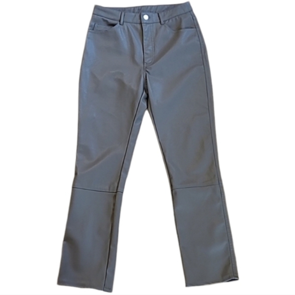 H&M Faux Leather Straight Leg Cropped Pant Short Pleather